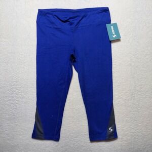 Soffe Capri Leggings Junior M Royal Blue Brand New Colorblock Activewear 1186V